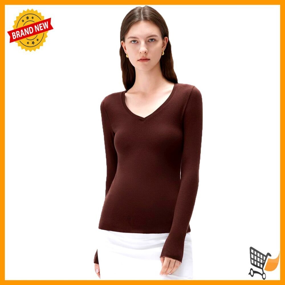 Soft Cashmere Modal V-Neck Long Sleeve Slim Fit Knit Top Women's